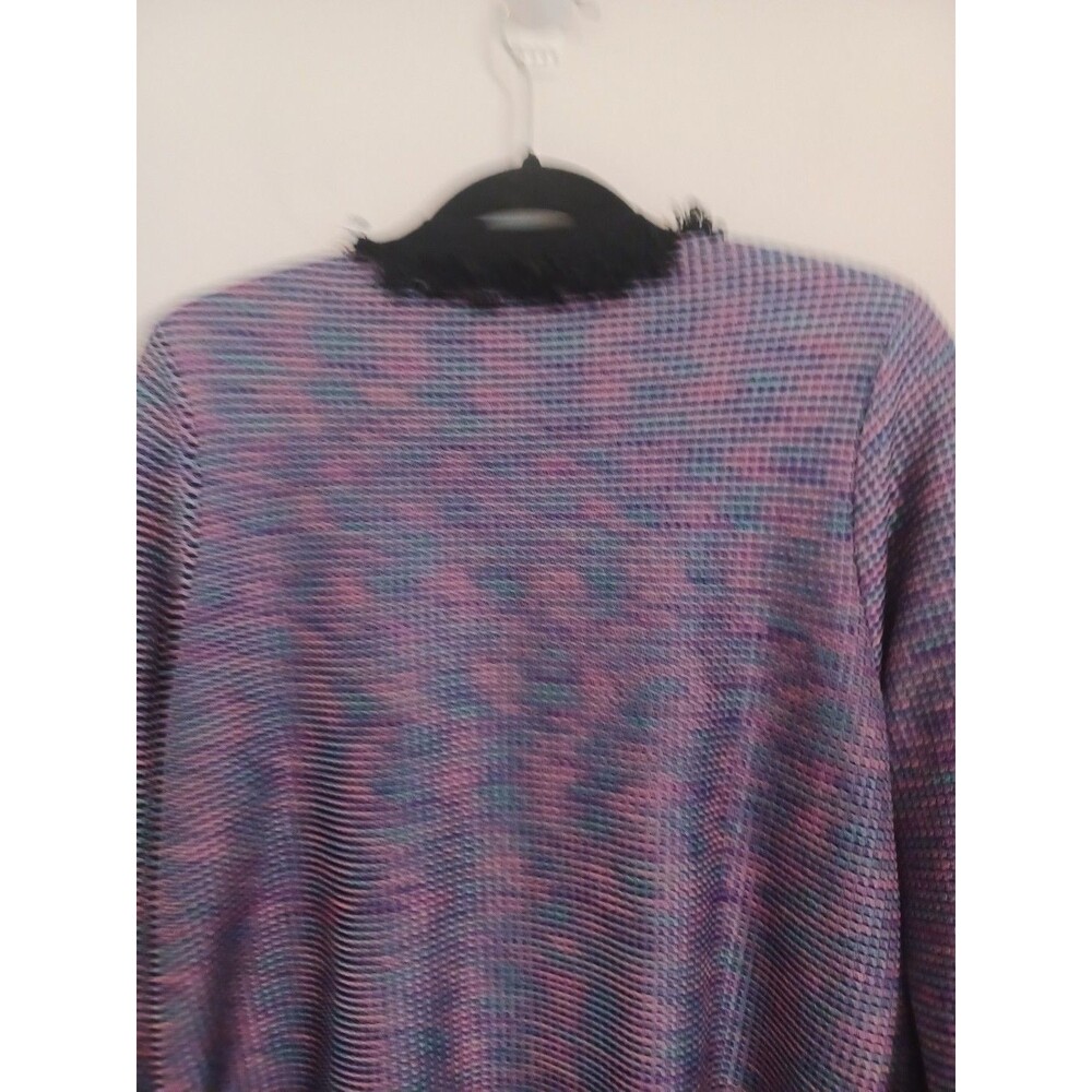 Exclusively Misook Knit Tweed Blazer Jacket M Black Pink Purple Open Front - Picture 7 of 8
